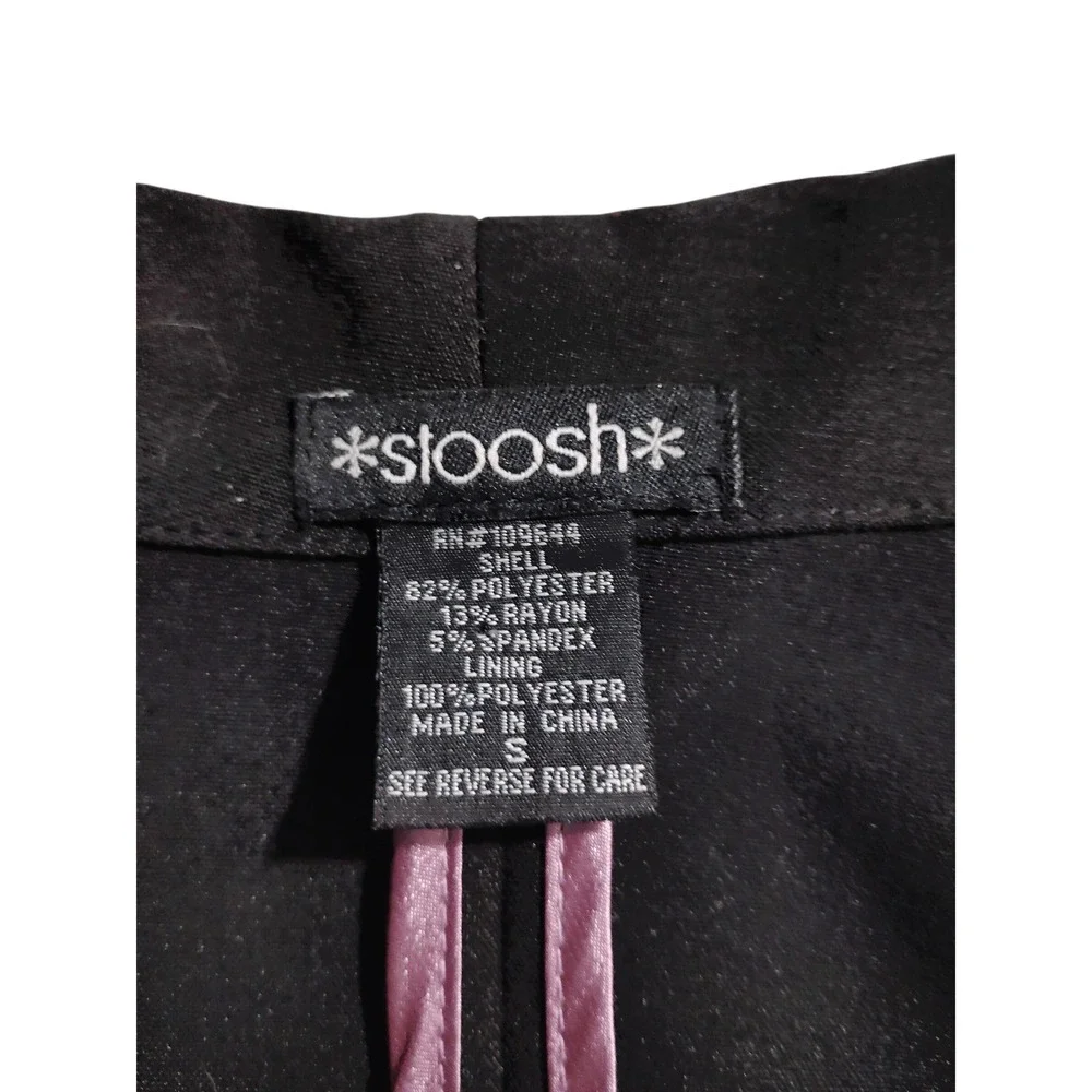 Stoosh Womens Black Ruched 3/4 Sleeve Single Button Blazer‎ Jacket Size Small